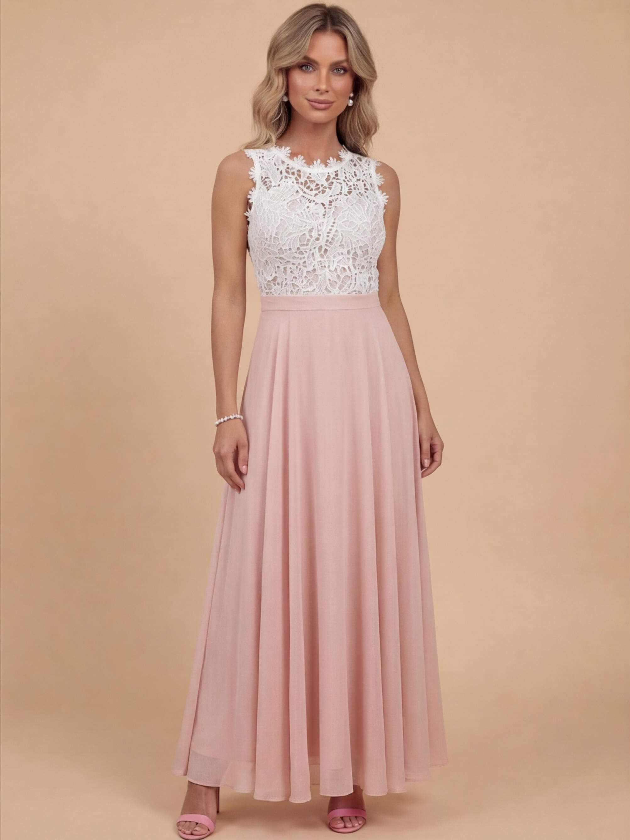 Women's sleeveless maxi dress with a lace top and chiffon skirt – Label-Lahra