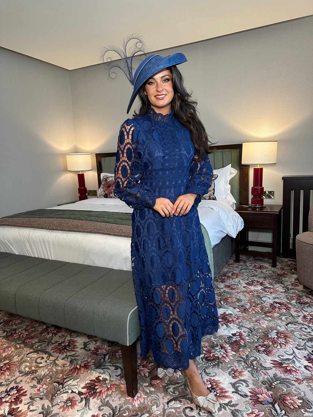 Lucia Long Sleeve Lace Dress – Navy