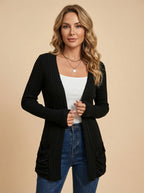 Women’s Ribbed V-Neck Cardigan – Casual Fit & Everyday Comfort