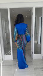 Elara Long Sleeve Printed Maxi – Blue