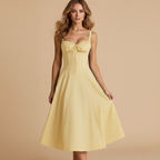 Elegant Floral Corset Midi Dress – Feminine & Flattering