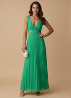 Women’s Dress – Pleated Backless Midi Dress