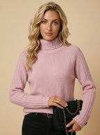 Women’s High-Neck Knit Sweater – Soft Texture & Elegant Everyday Fit