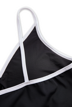 Women’s Black V-Neck One-Piece Swimsuit – Minimal & Timeless Style