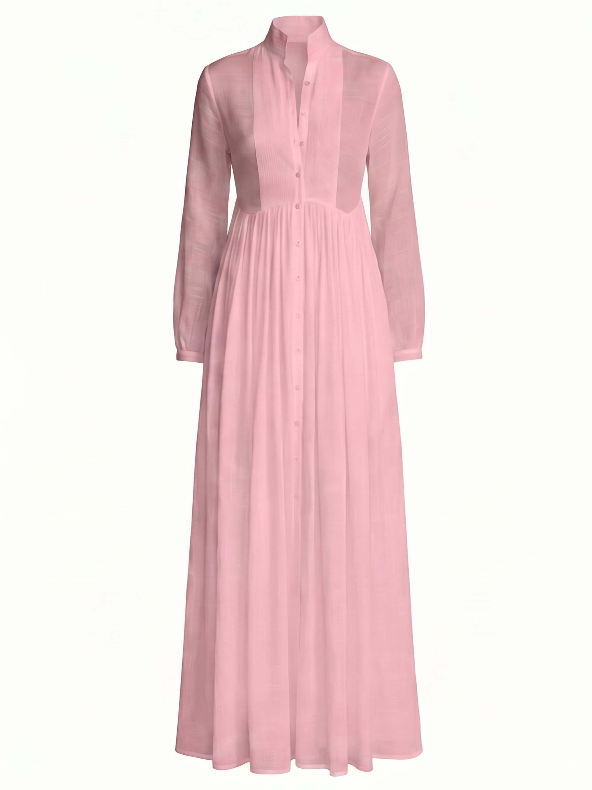 Women’s Button Front Pleated Maxi Shirt Dress