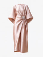 Women’s Draped Embellished Midi Evening Dress