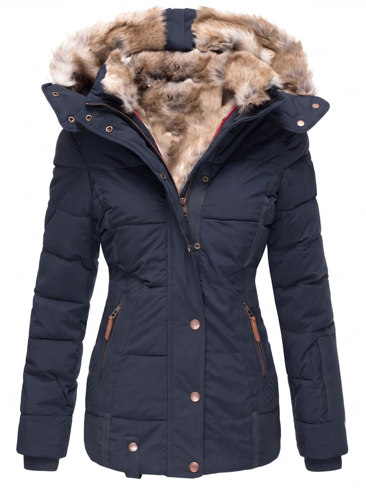 Women’s Hooded Fur-Trim Quilted Puffer Jacket