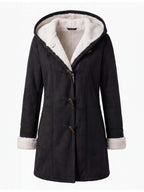 Women’s Hooded Toggle-Front Faux Shearling Coat