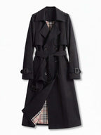 Women’s Belted Double-Breasted Trench Coat with Buckle Cuffs