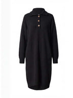 Women’s Knit Midi Dress with Button Front