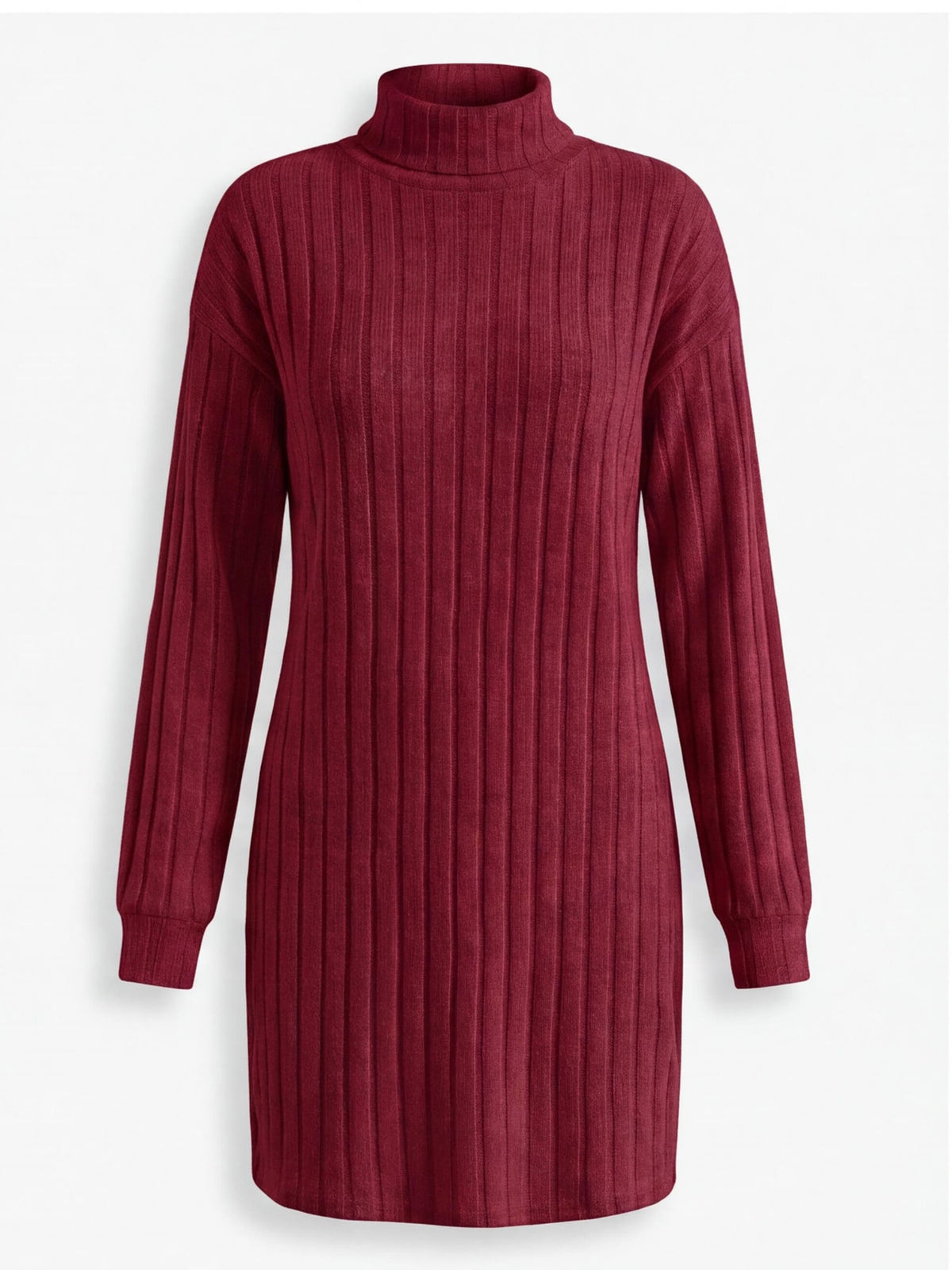 Women’s Ribbed Knit Turtleneck Mini Dress