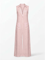 Women’s Sleeveless Collared Wide-Leg Jumpsuit