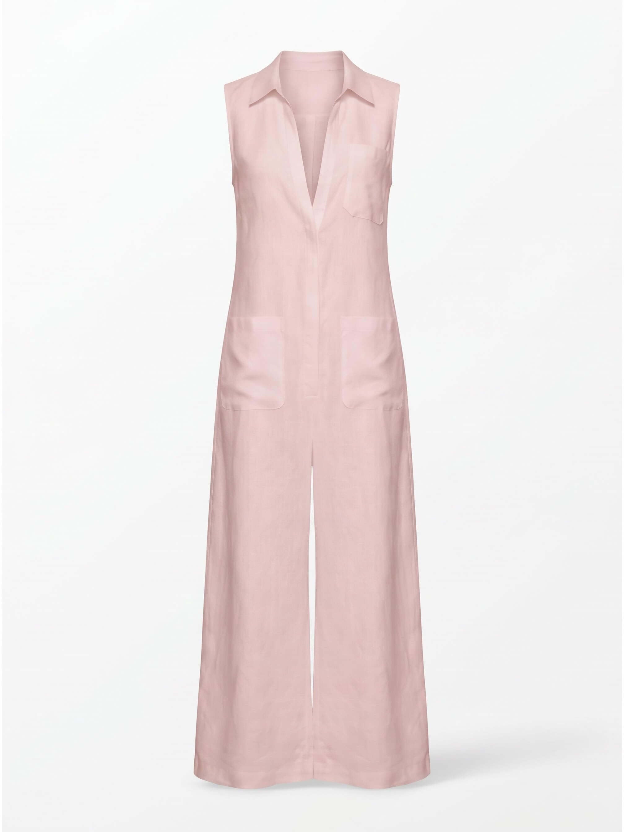 Women’s Sleeveless Collared Wide-Leg Jumpsuit
