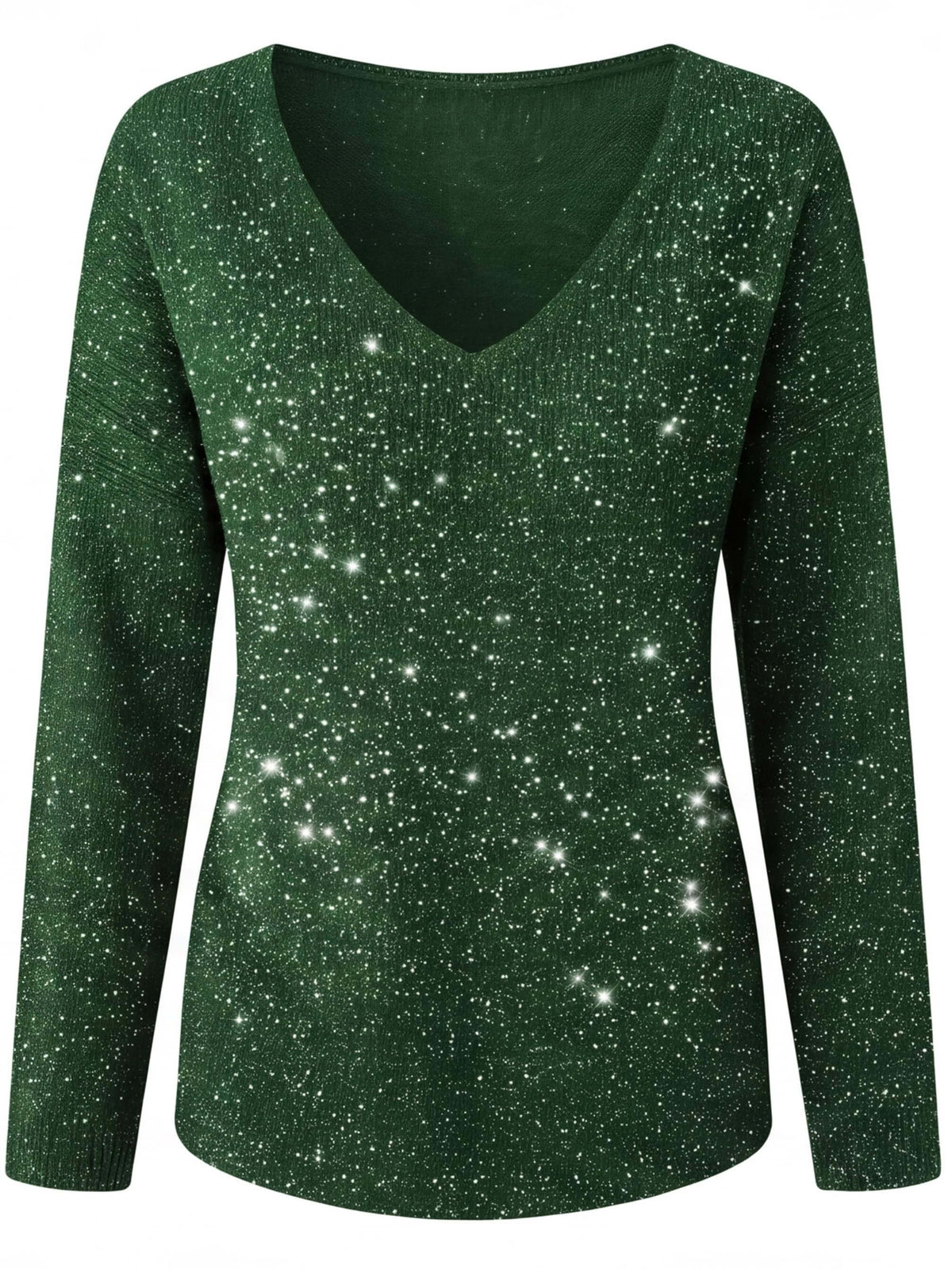 Women’s Sparkle V-Neck Long-Sleeve Statement Top