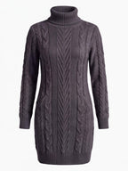 Women’s Cable Knit Turtleneck Mini Dress
