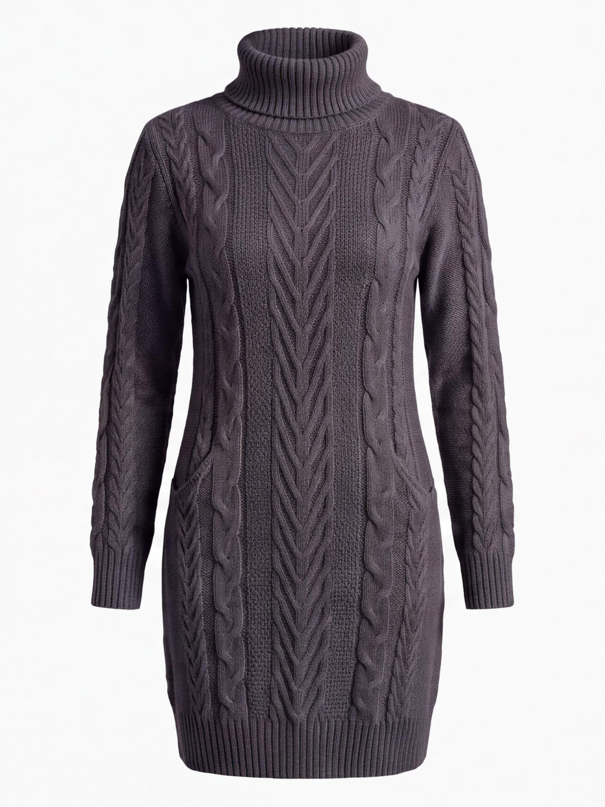 Women’s Cable Knit Turtleneck Mini Dress