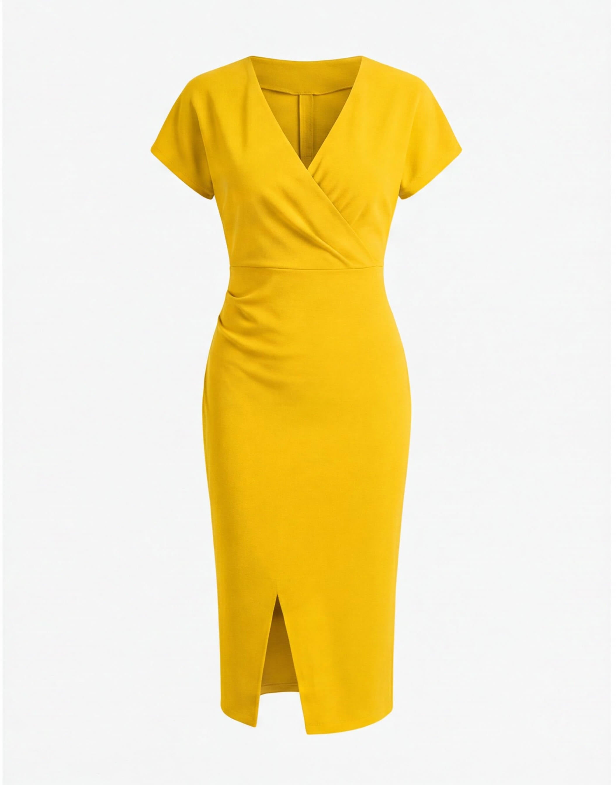 Women’s Midi Dress – Elegant V-Neck Silhouette with Front Split
