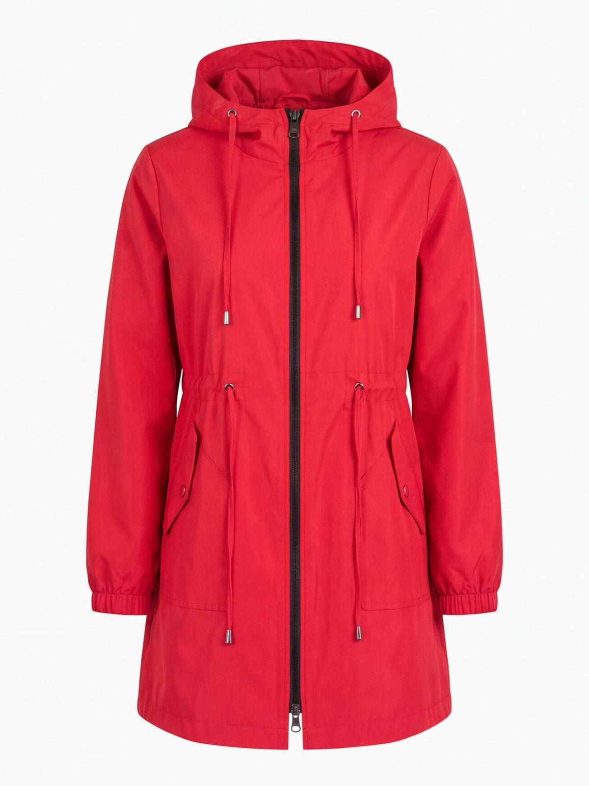 Women’s Hooded Longline Jacket with Drawstring Details