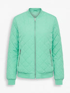 Women’s Quilted Bomber Jacket with Zip Front