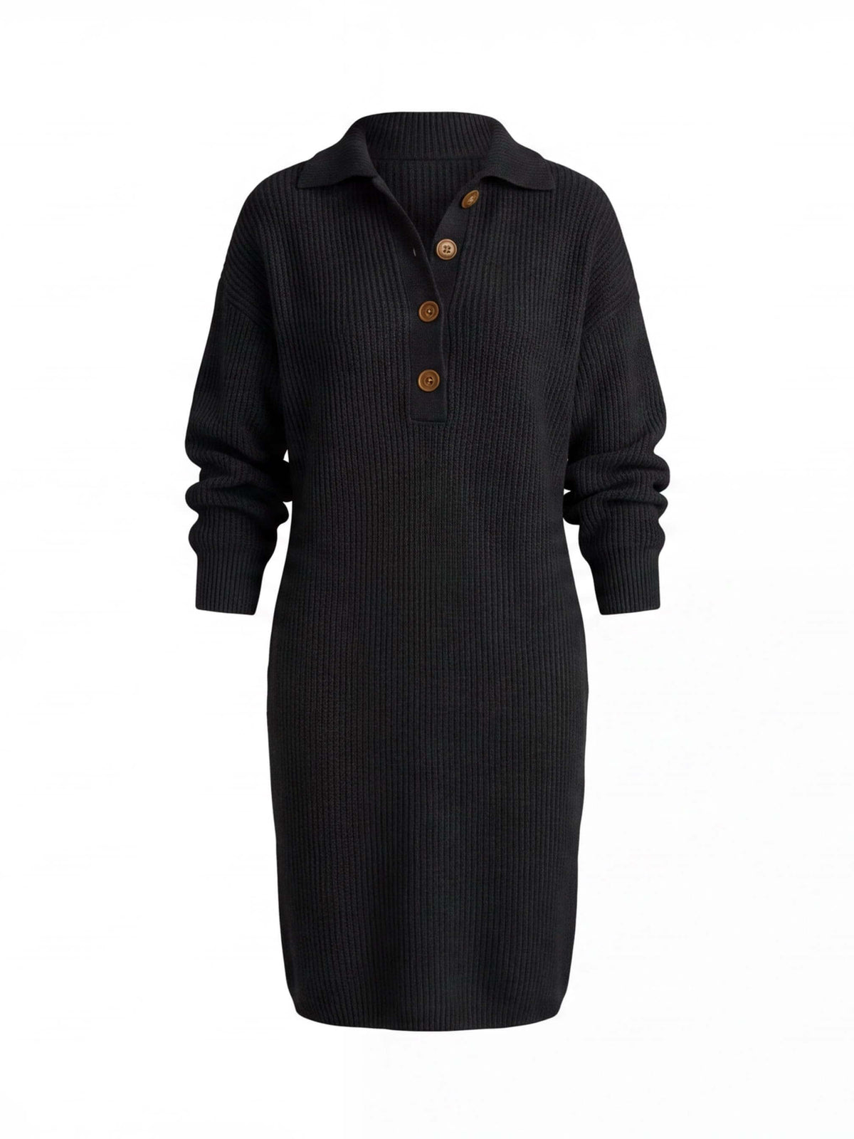 Women’s Button-Neck Knit Sweater Dress