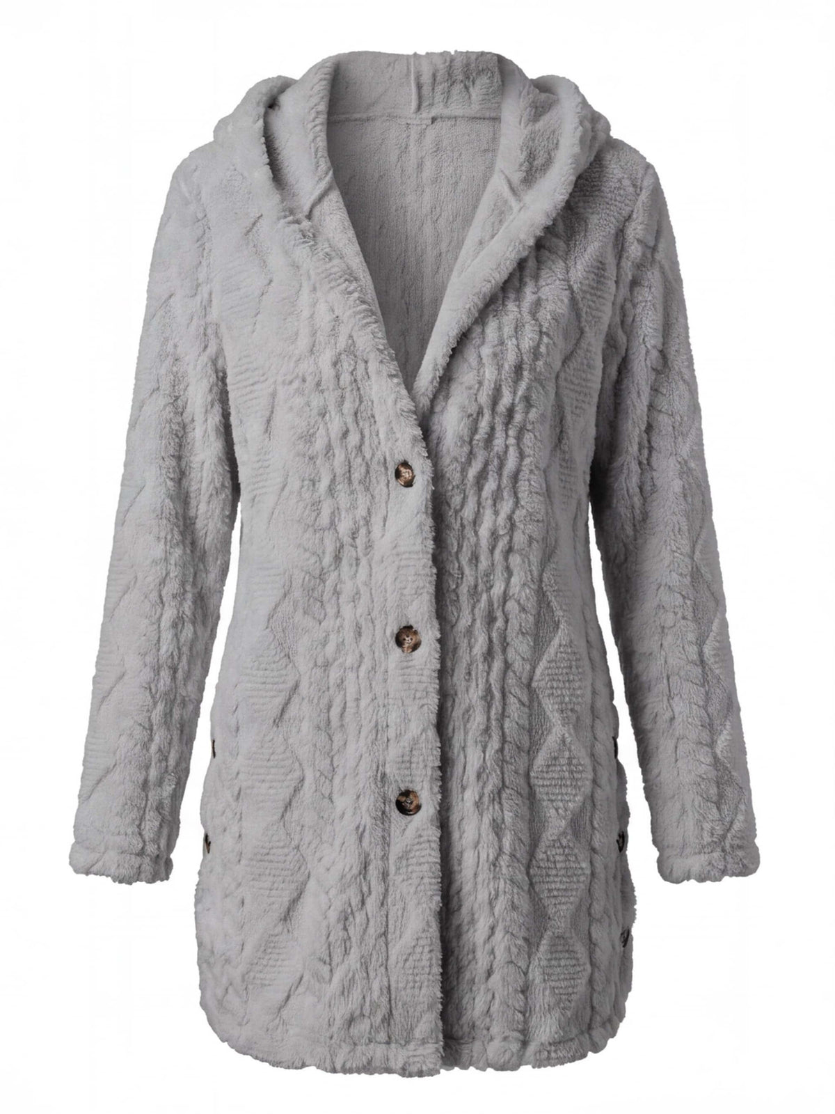 Women’s Textured Faux Fur Button Jacket