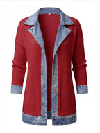 Women’s Denim Trim Button-Up Cardigan