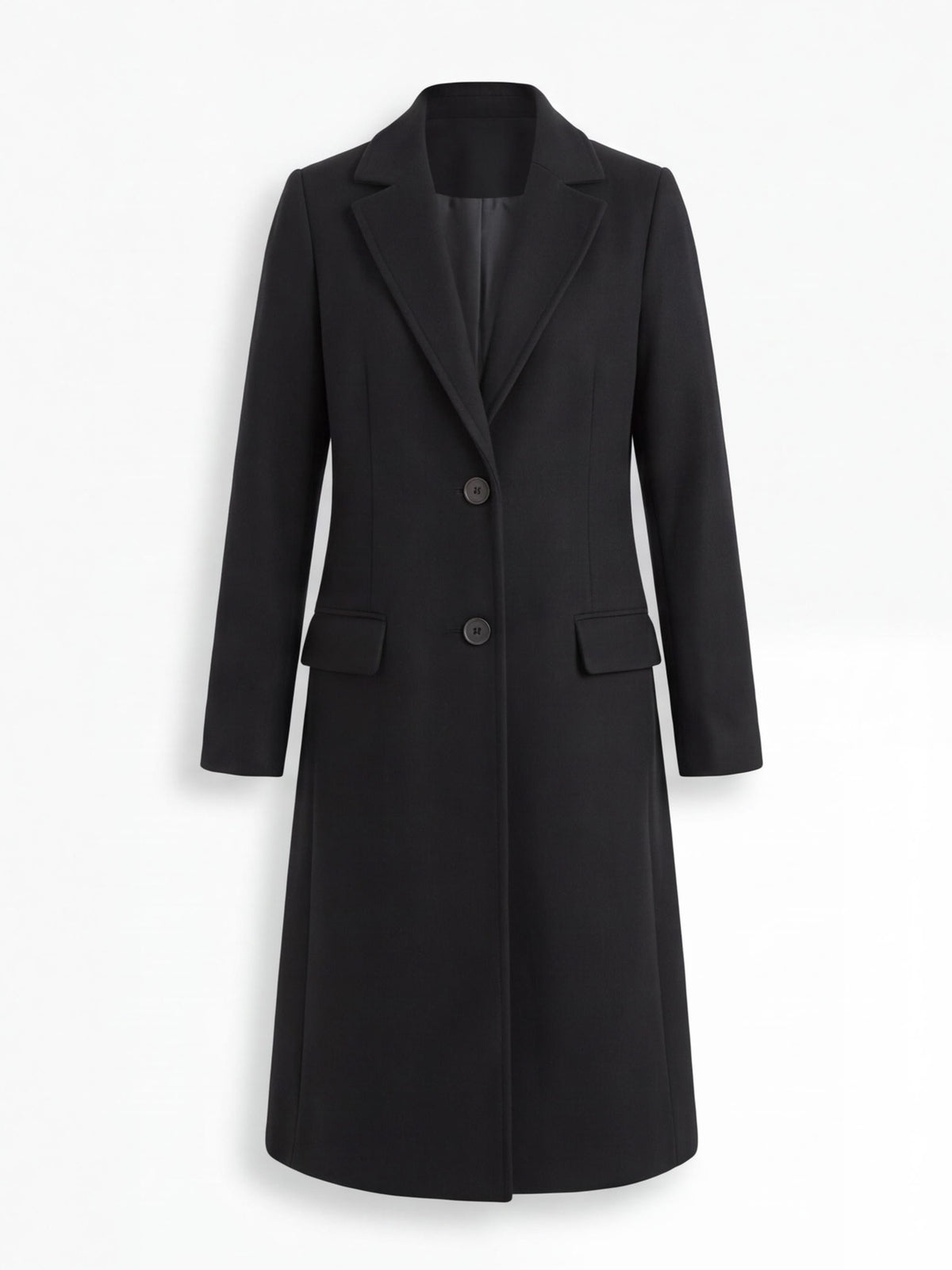 Women’s Long Tailored Button-Up Coat with Lapels