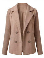 Women’s Double-Breasted Knit Sleeve Blazer