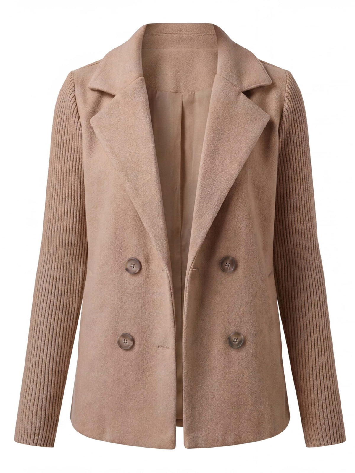 Women’s Double-Breasted Knit Sleeve Blazer