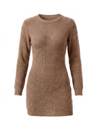 Women’s Ribbed Knit Mini Dress with Long Sleeves