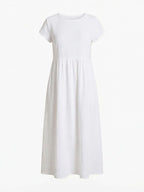 Women's dress – Midi dress with a round neckline and a loose fit