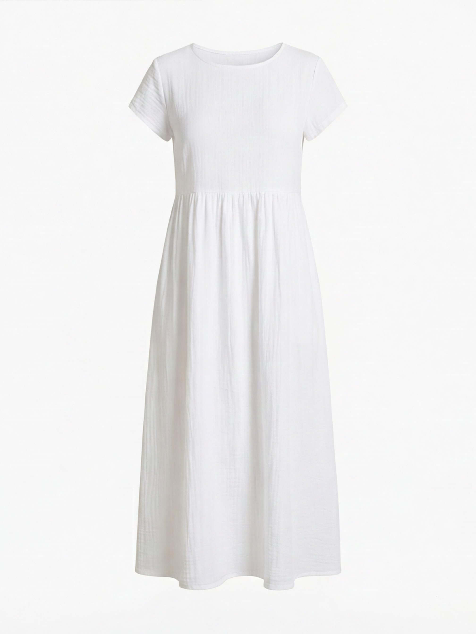 Women's dress – Midi dress with a round neckline and a loose fit