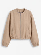Women’s Cropped Bomber Jacket with Zip Front