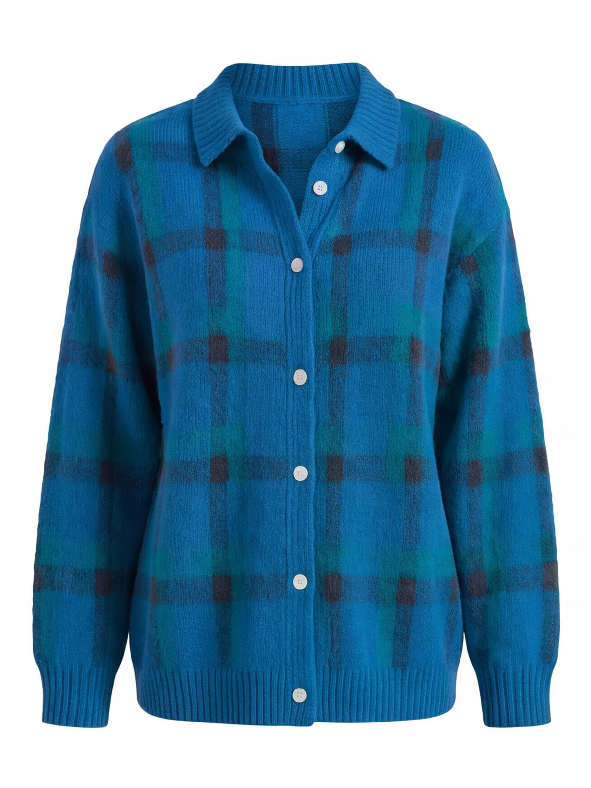 Women’s Checked Button-Up Knit Cardigan