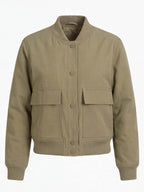 Women’s Utility Bomber Jacket with Snap Buttons