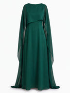 Women’s Flowing Maxi Dress with Cape Overlay