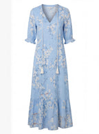 Women’s Dress – Boho Maxi Dress with Tassel Detail