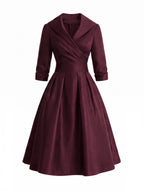 Women’s Wrap Midi Dress with Flared Skirt