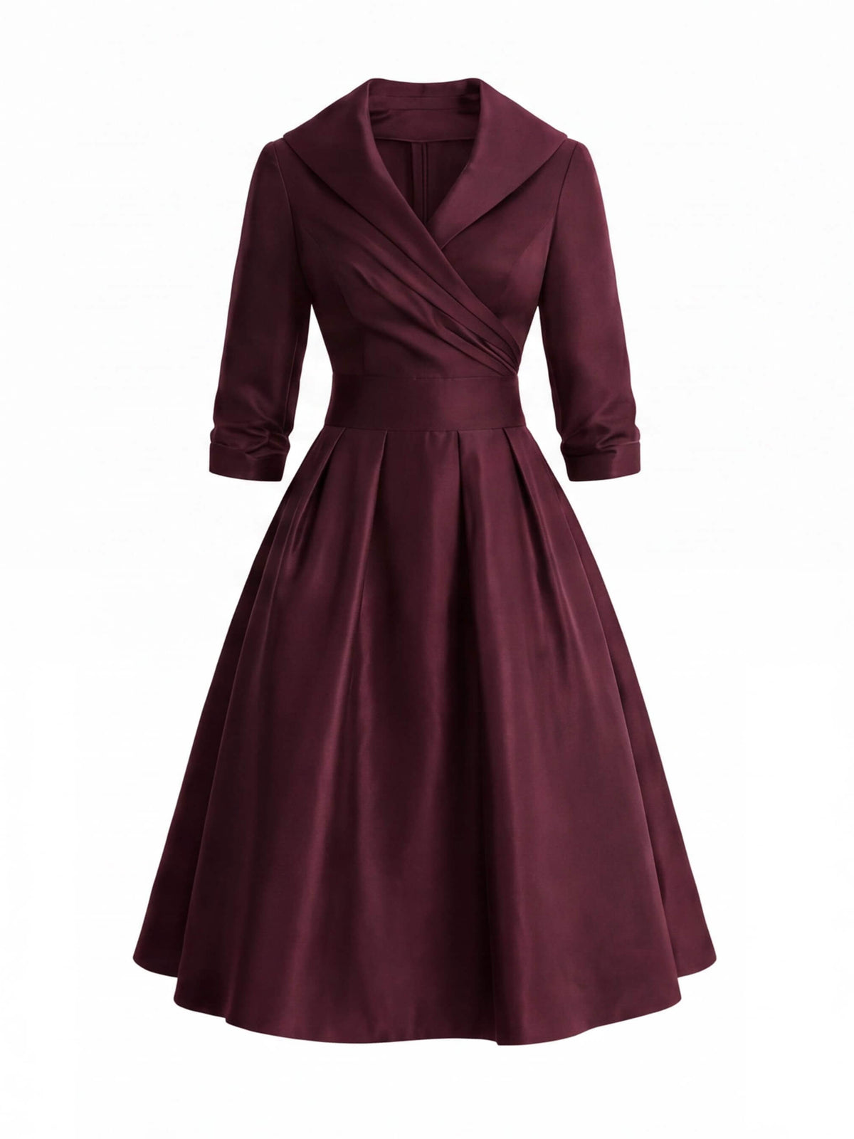 Women’s Wrap Midi Dress with Flared Skirt