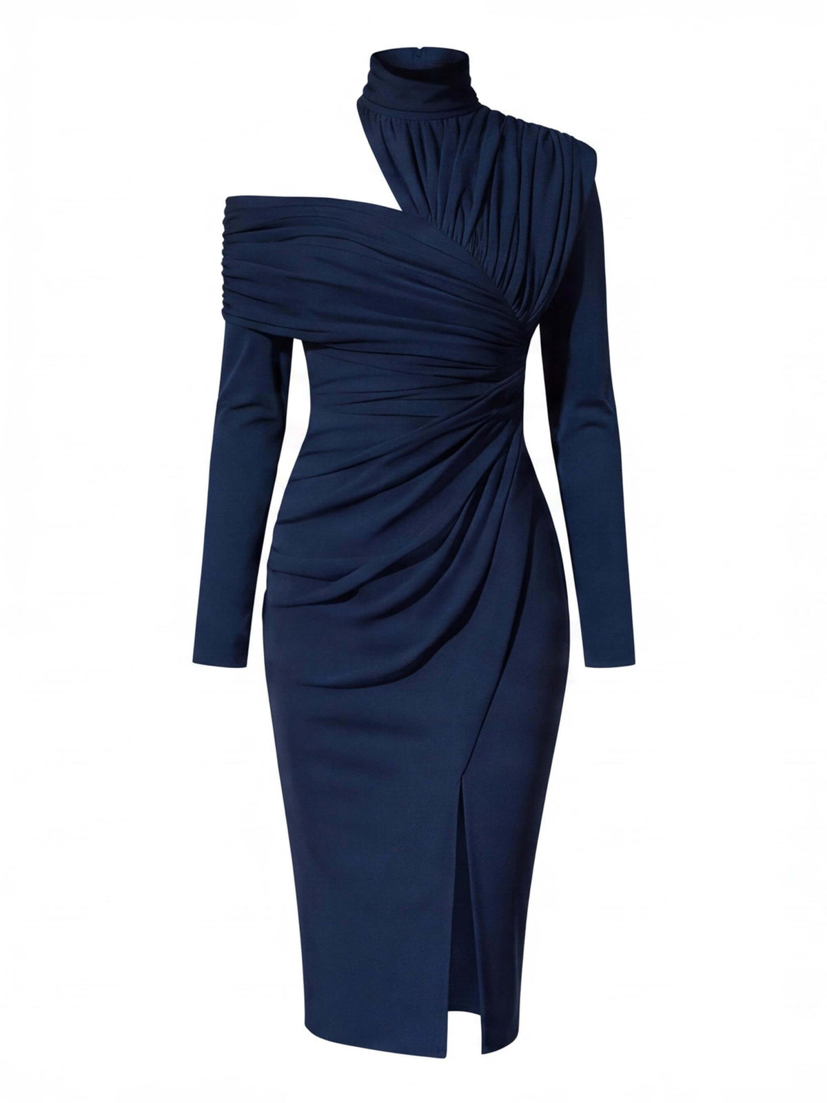Women’s Asymmetric Off-Shoulder Draped Midi Dress