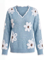 Women’s Floral V-Neck Knit Sweater
