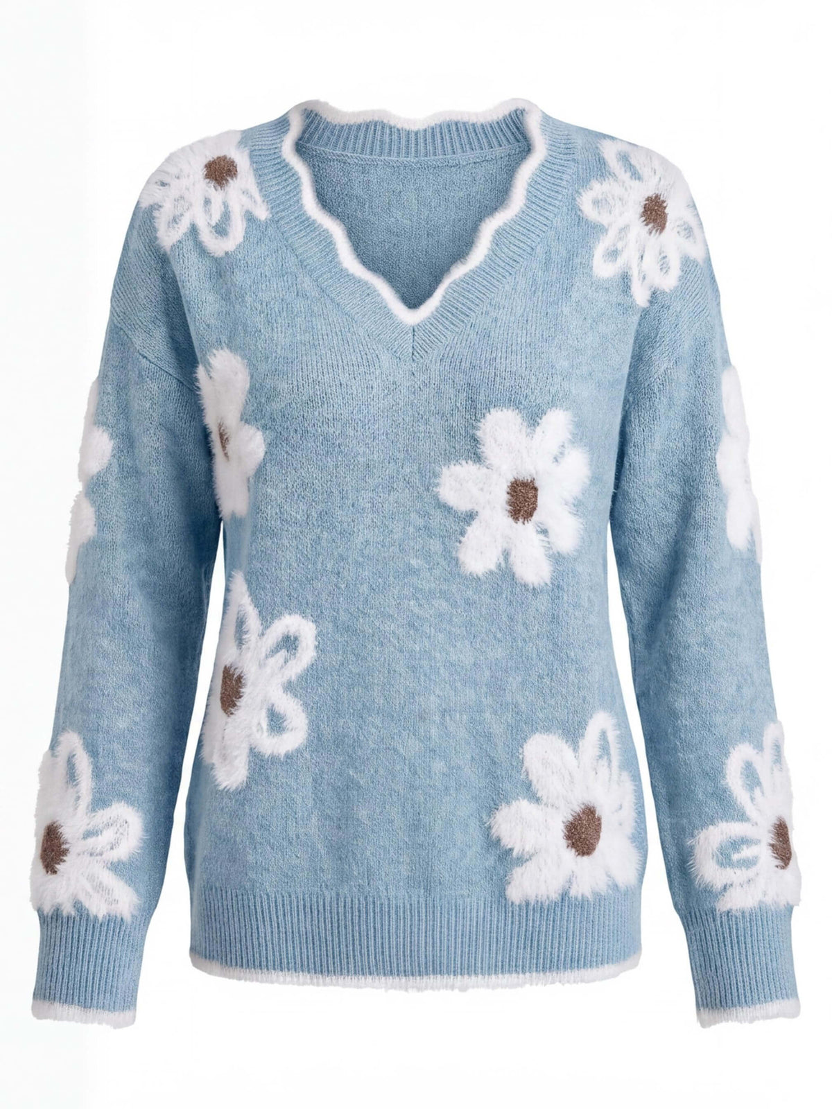 Women’s Floral V-Neck Knit Sweater
