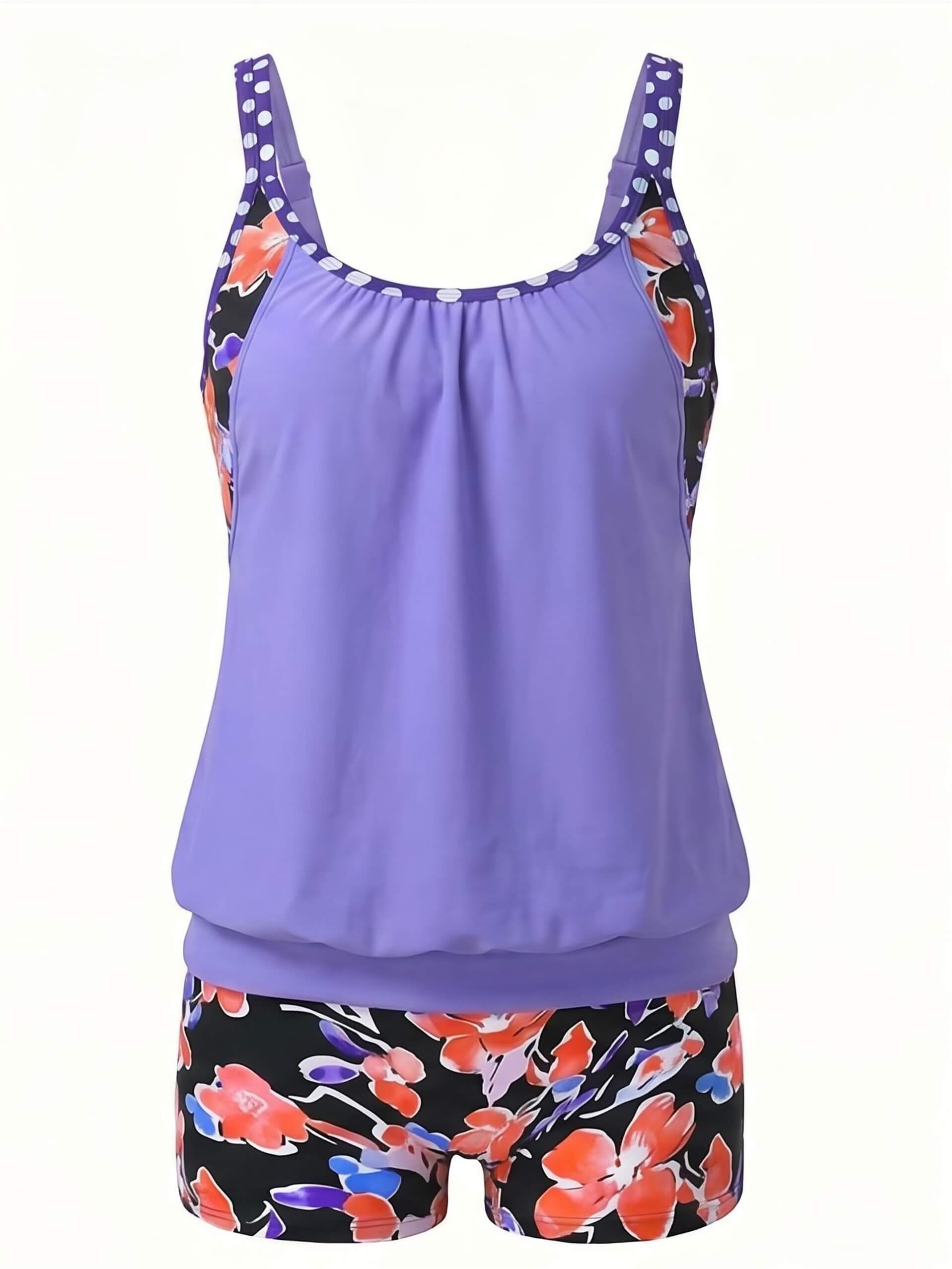 Women’s Floral Tankini Boyshort Bikini Set