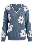 Women’s Floral V-Neck Knit Sweater