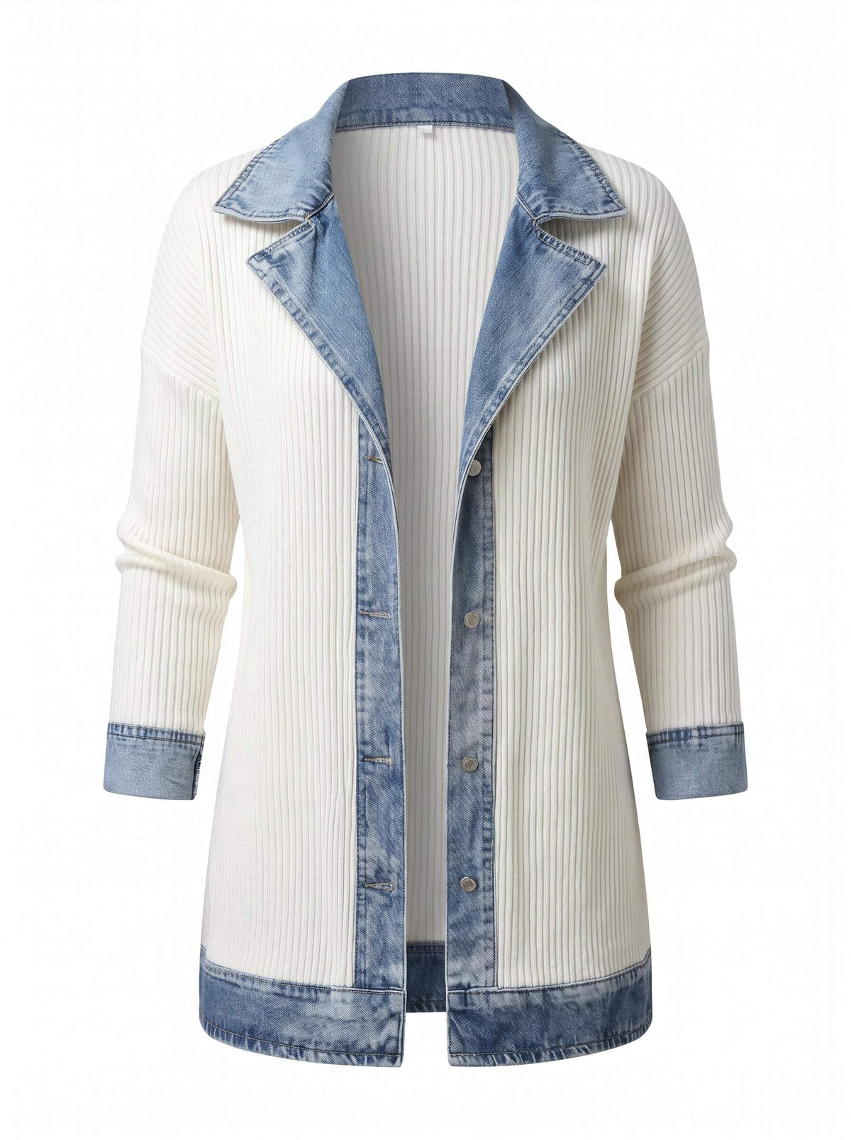 Women’s Denim Trim Button-Up Cardigan