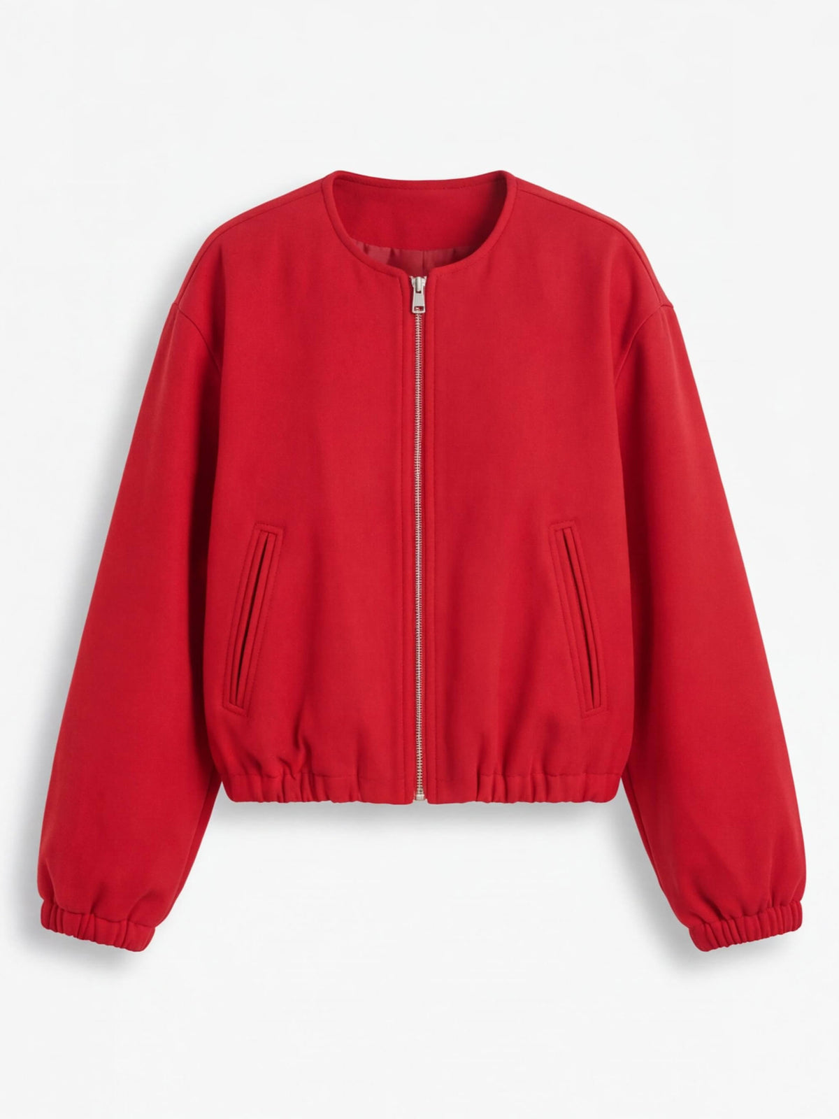 Women’s Cropped Bomber Jacket with Zip Front