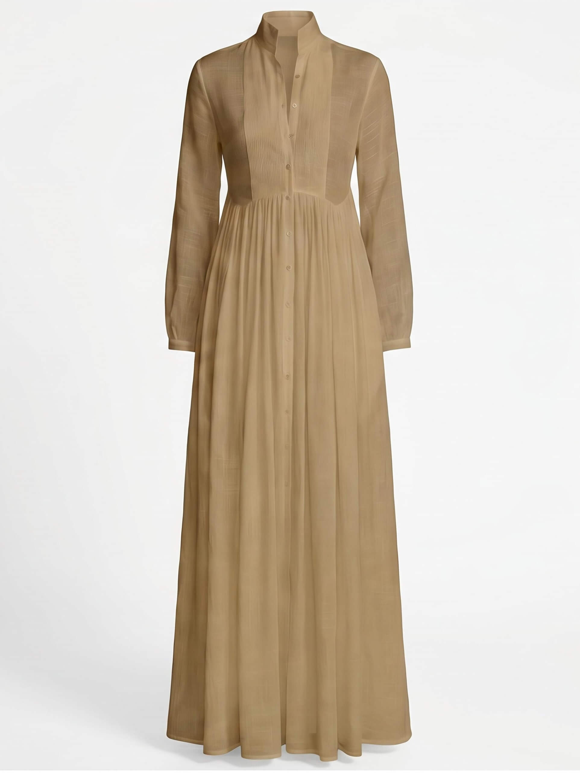 Women’s Button Front Pleated Maxi Shirt Dress