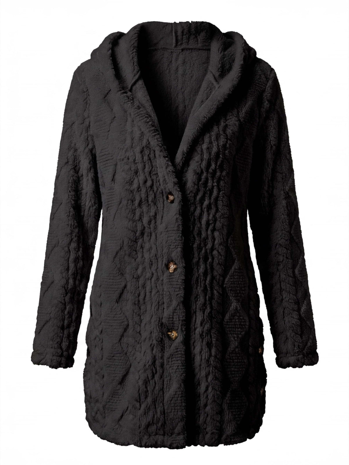 Women’s Textured Faux Fur Button Jacket