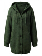 Women’s Chunky Knit Hooded Button-Up Cardigan