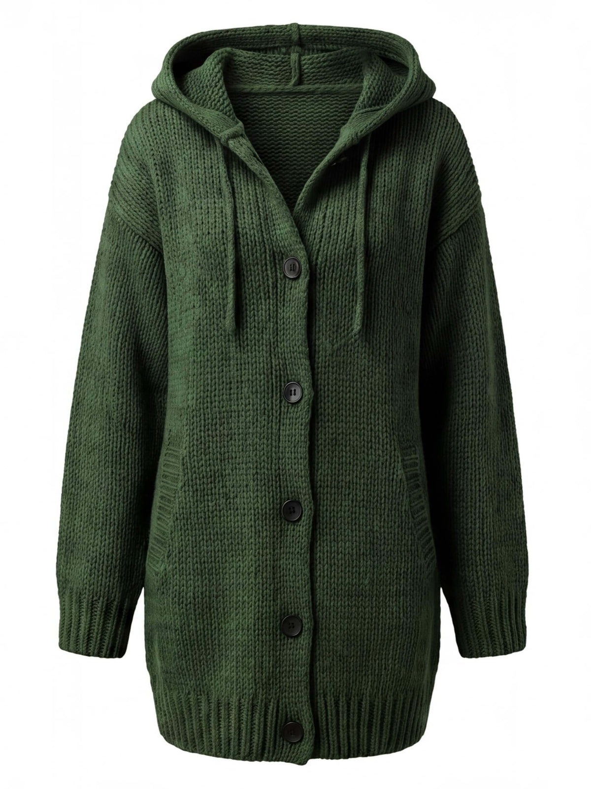 Women’s Chunky Knit Hooded Button-Up Cardigan